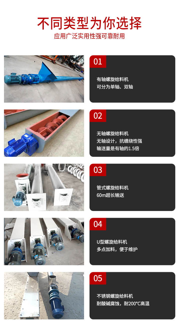 螺旋給料機(jī)的類(lèi)型分類(lèi)